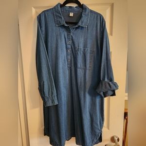 Old Navy Long-Sleeve Denim Mini Swing Dress